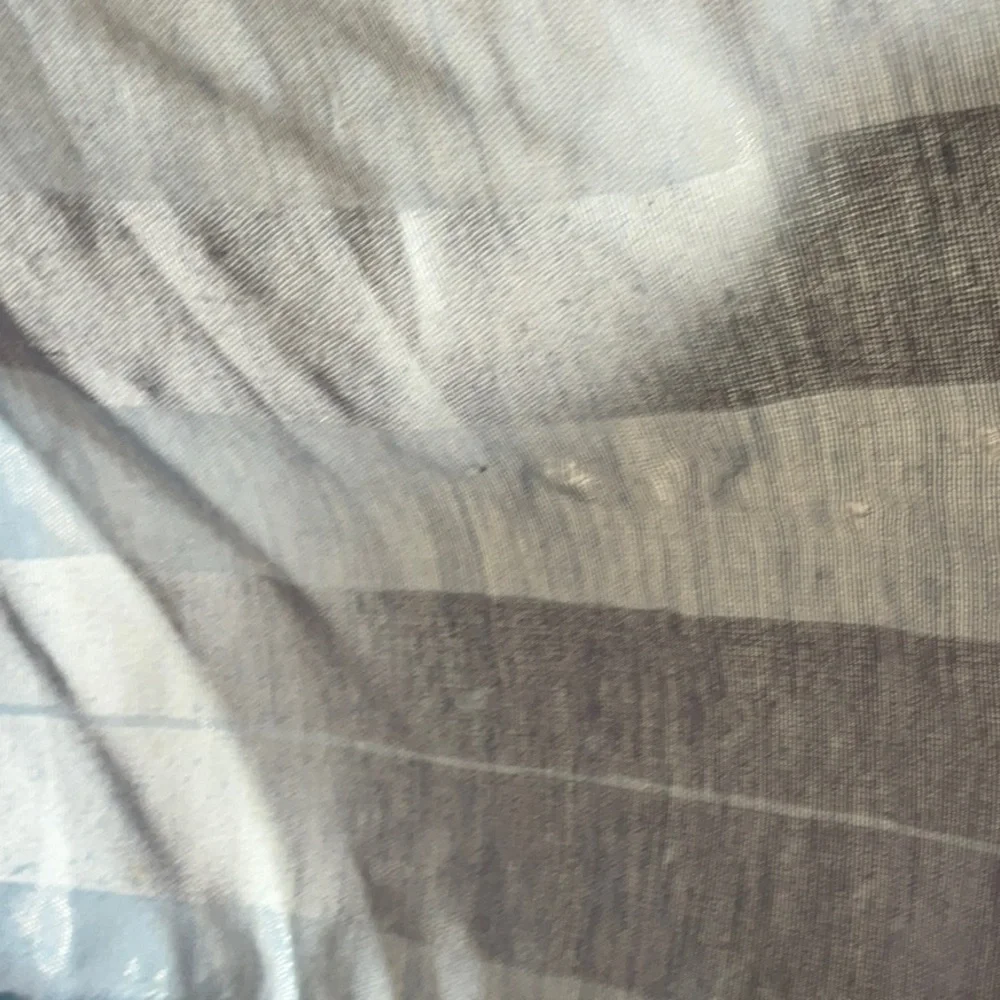Vintage 70’s Fabric Blue & White Shower Curtain Trees & Clouds